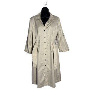 Tommy Hilfiger Beige Belted Shirt Dress XL Button-Down Cotton Blend 3/4 Sleeve